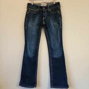 Ariat Ladies R.E.A.L. Denim Entwined Mid Rise Boot Cut Jeans 28R (31x31.5) Blue